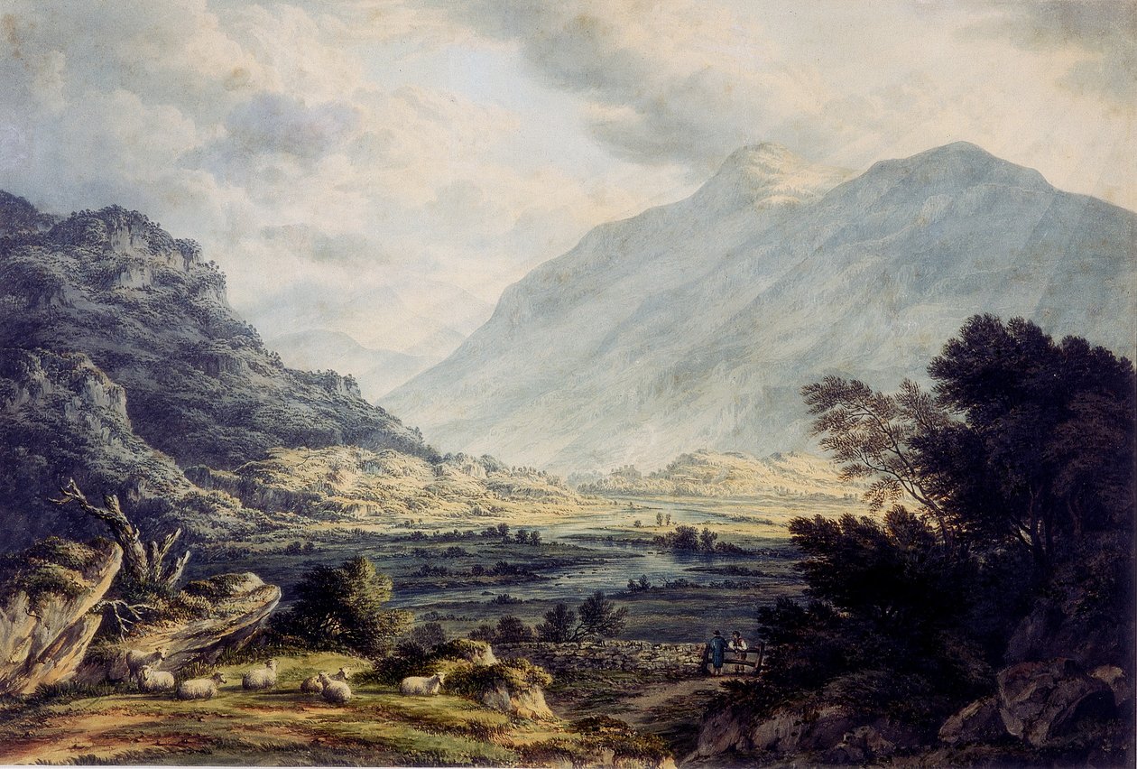 Near Capel Curig, with a view of Mount Snowdon, Wales by John Glover