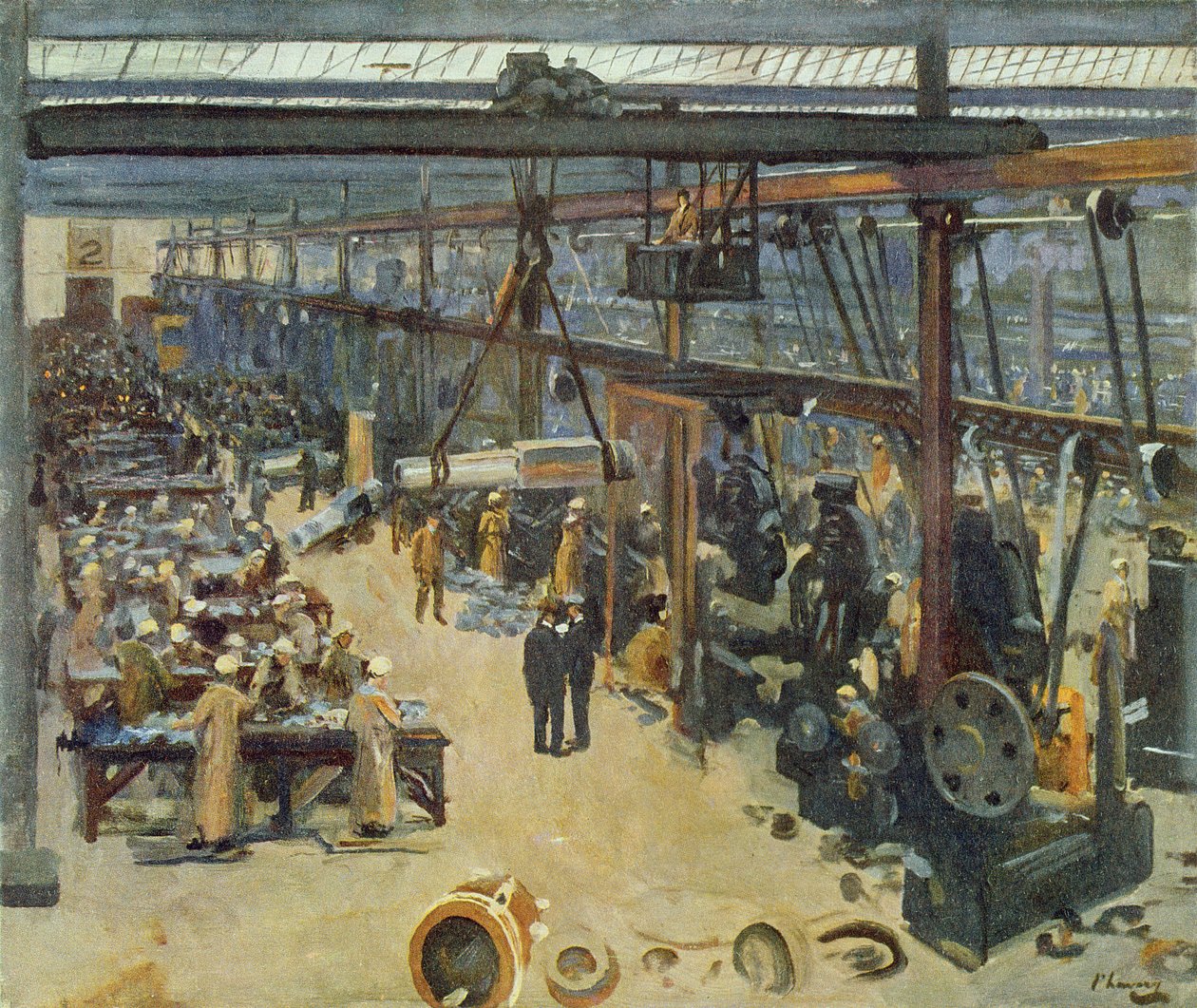 Scene at a Clyde Shipyard, from British Artists at the Front, continuation of 