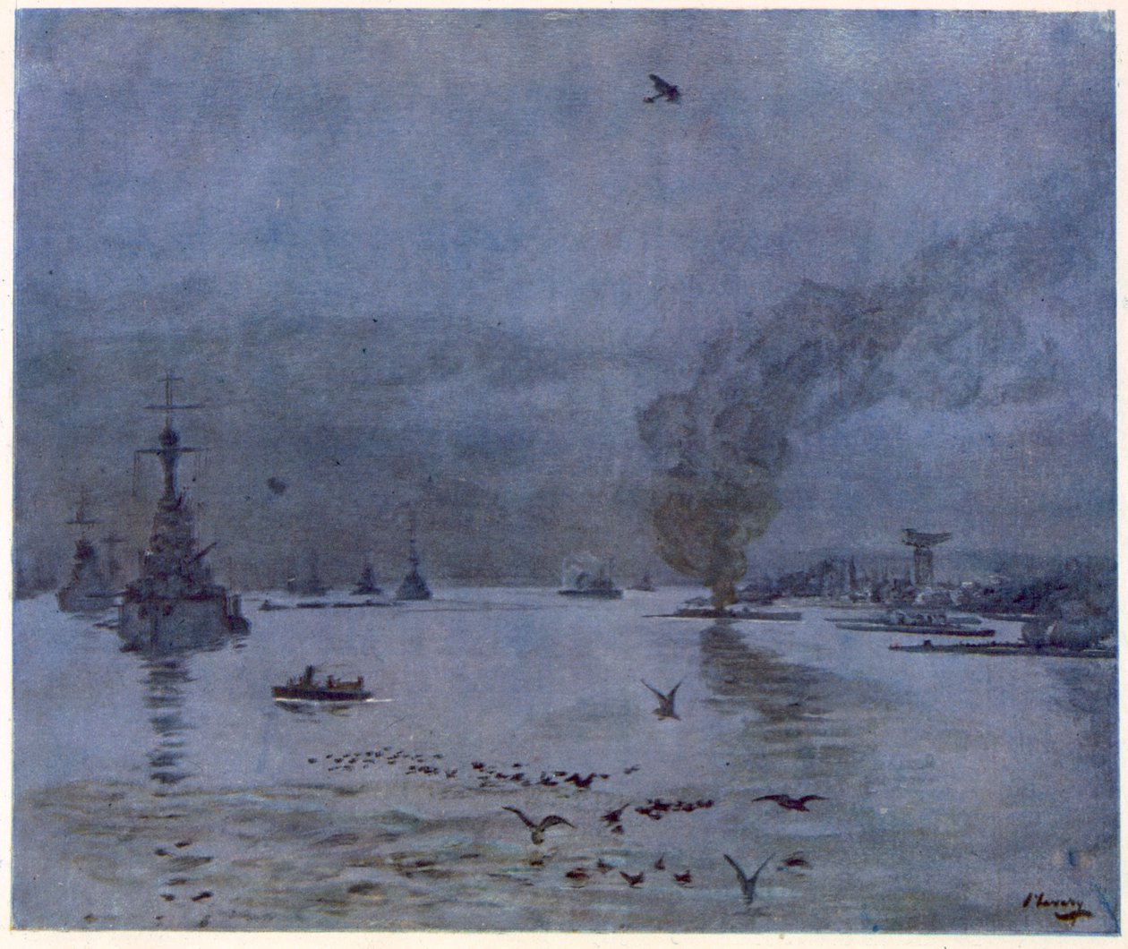 The Fleet, A Misty Day, 1917, from British Artists at the Front, Continuation of The Western Front, 1918 by John Lavery