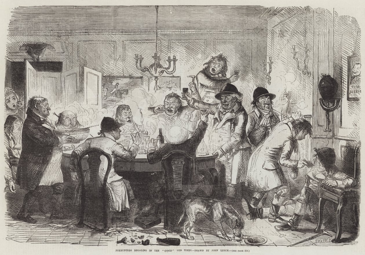 Foxhunters regaling in the Good Old Times by John Leech