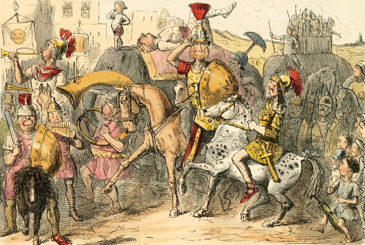 Pyrrhus Arrives in Italy with His Troupe by John Leech