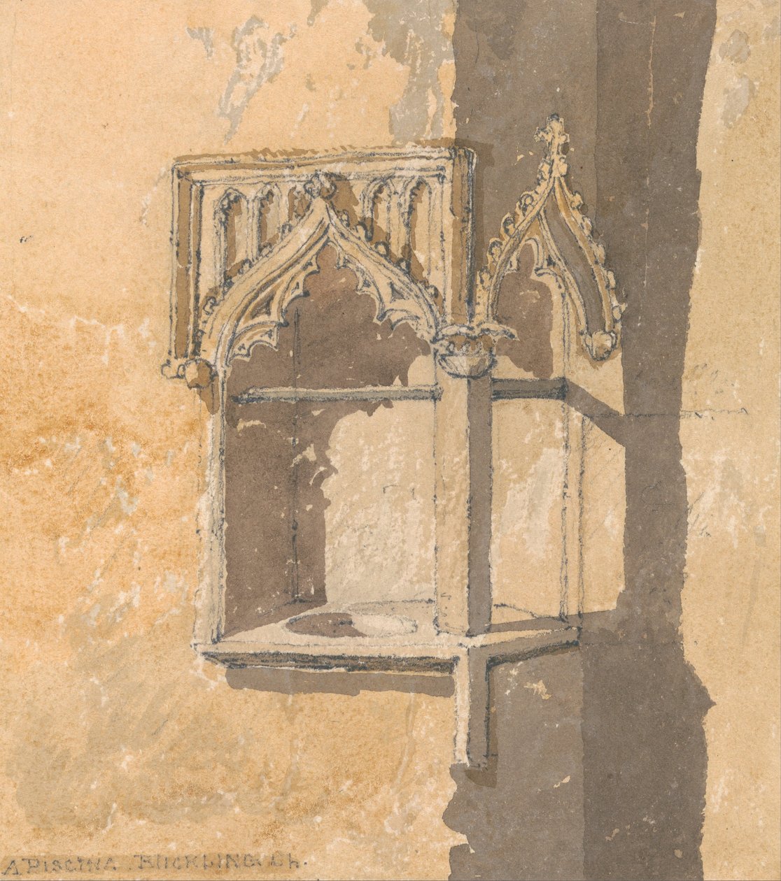 A Piscina in Blickling Church, Norfolk by John Sell Cotman