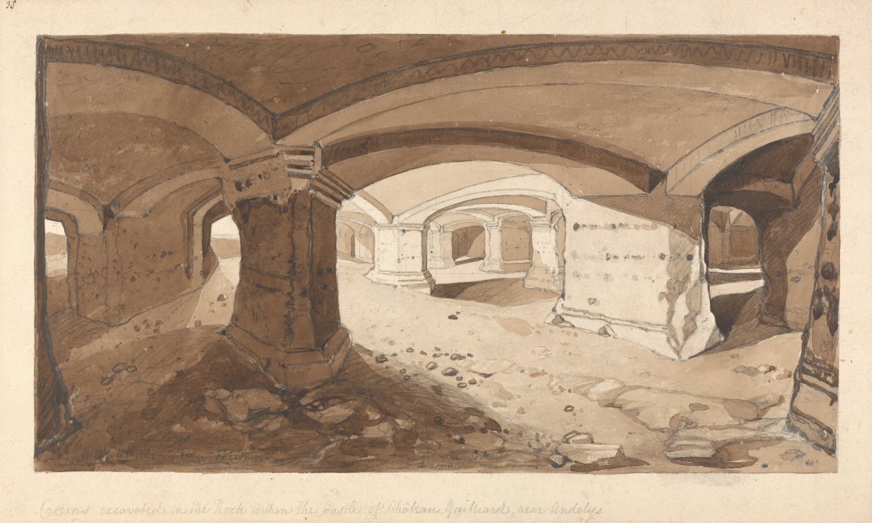 Caverns Excavated in the Rock within the Castle of Chateau Gaillard, near Andelys, Normandy by John Sell Cotman