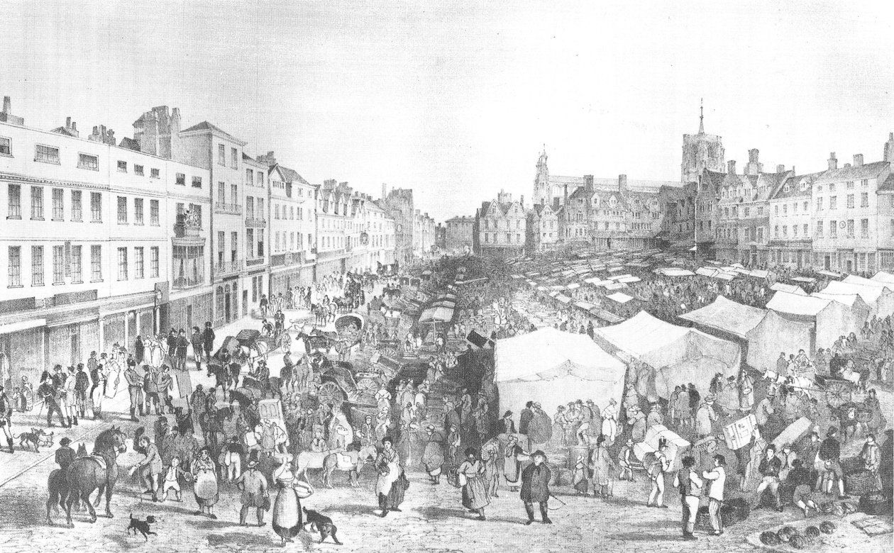 Norwich Market Place, John Sell Cotman, Lithographer H. Ninham by John Sell Cotman