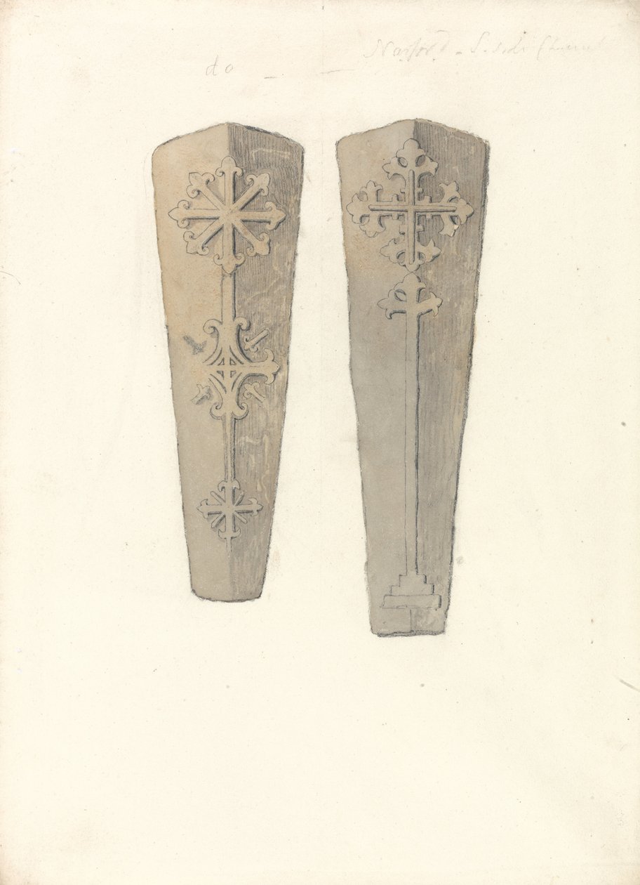 Studies of Two Coffin Lids from Norfolk Churches by John Sell Cotman