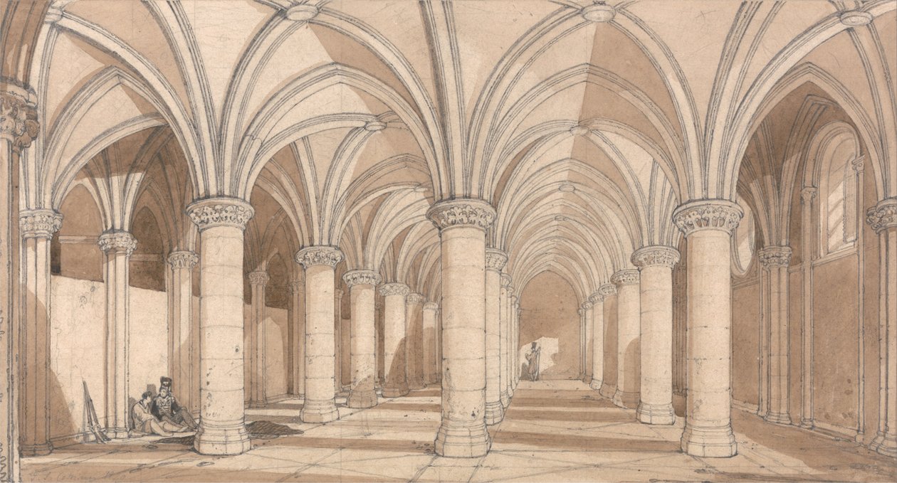 The Barons Hall, Mont Saint Michel by John Sell Cotman