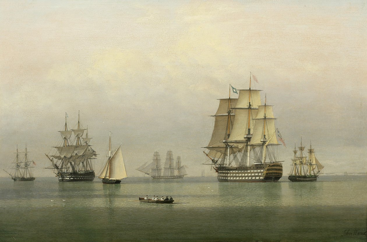 Warships on a Calm Sea by John Ward of Hull