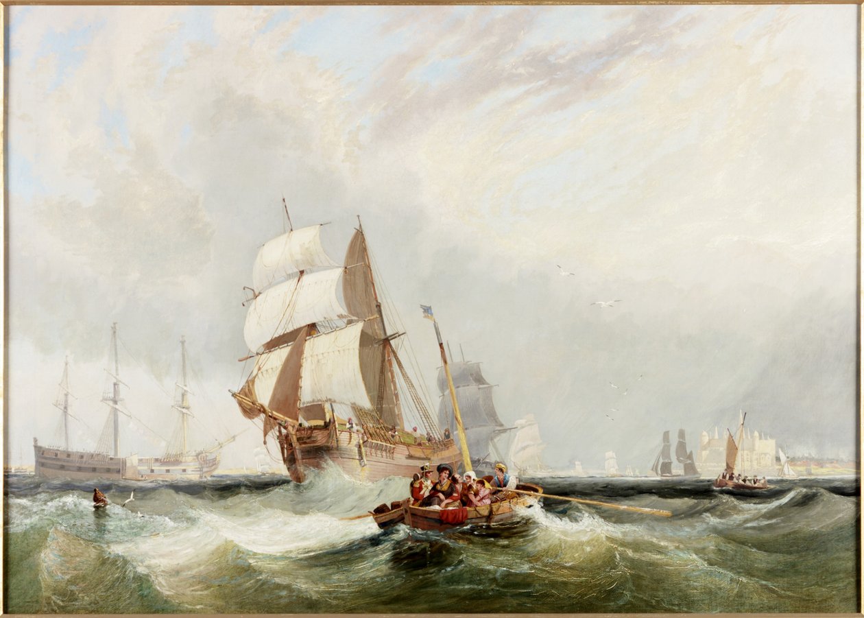 Shipping Inshore, a Boat Ferrying Passengers by John Wilson Carmichael