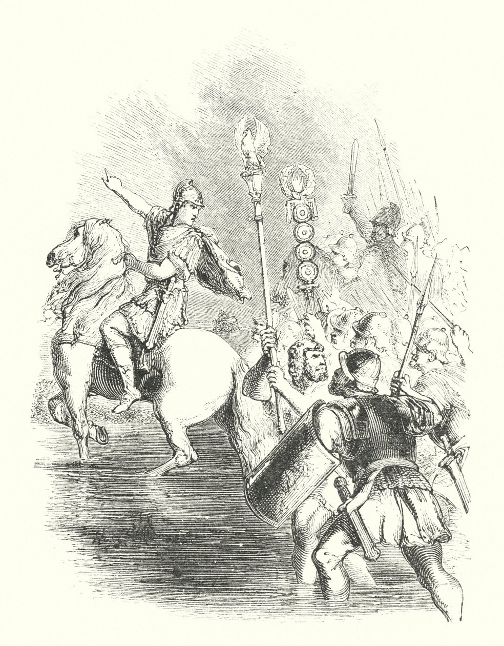 Caesar crossing the Rubicon by John (after) Gilbert