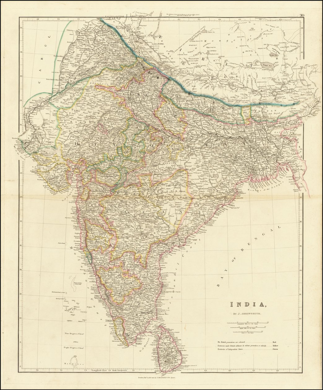 1832 Map of India by John Arrowsmith