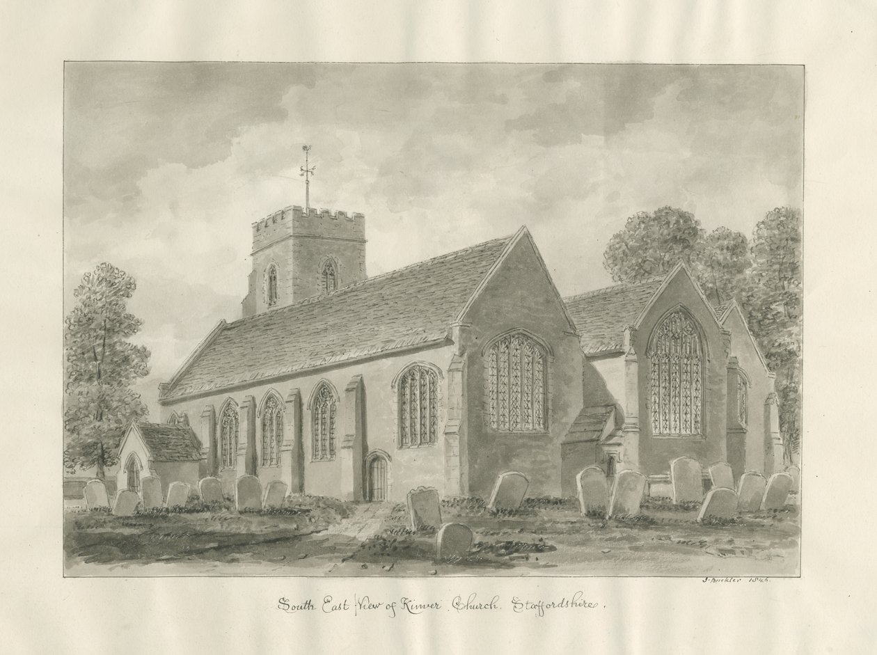 Kinver Church: Sepia Drawing by John Buckler