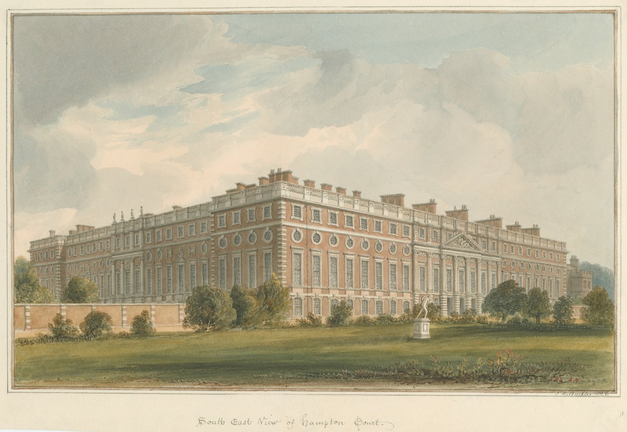 Middlesex - Hampton Court, 1826 by John Chessell Buckler