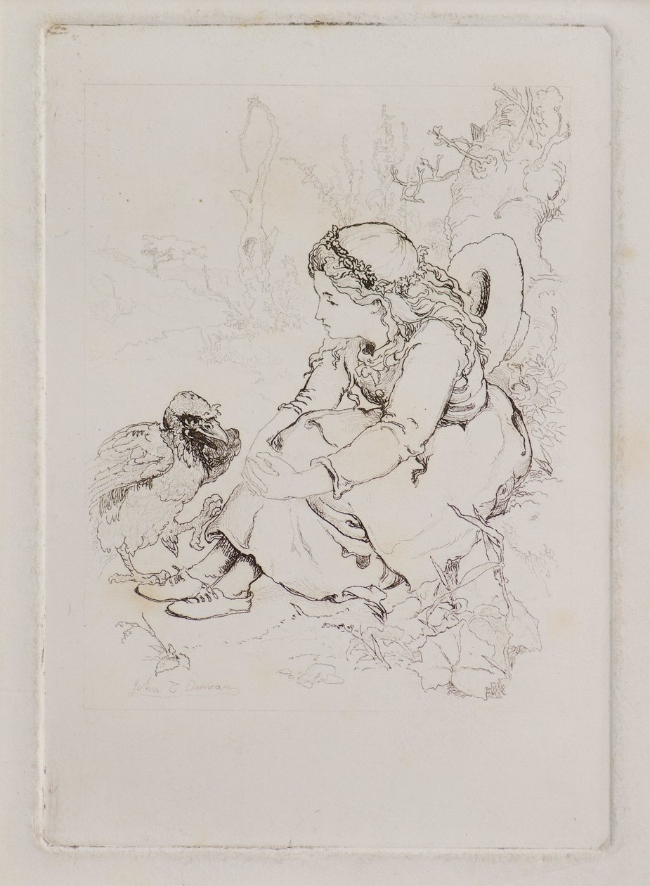 Seated Girl and Large Bird by John Duncan