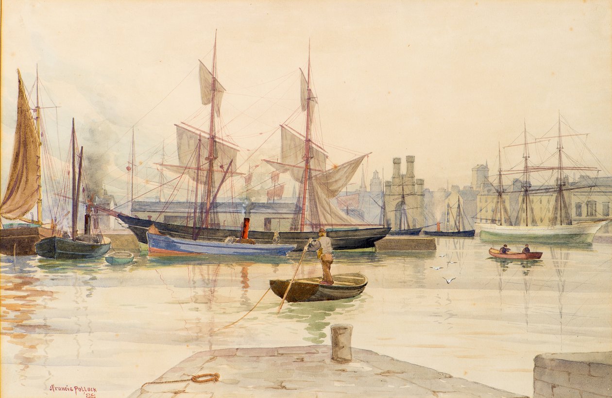 Dundee Docks with Whaling Vessels by John Francis Pollock