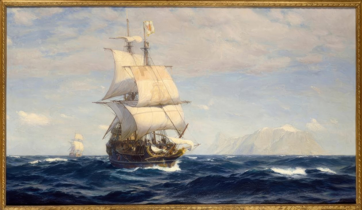 John Fraser: Magellan in the Strait / Painting by John Fraser