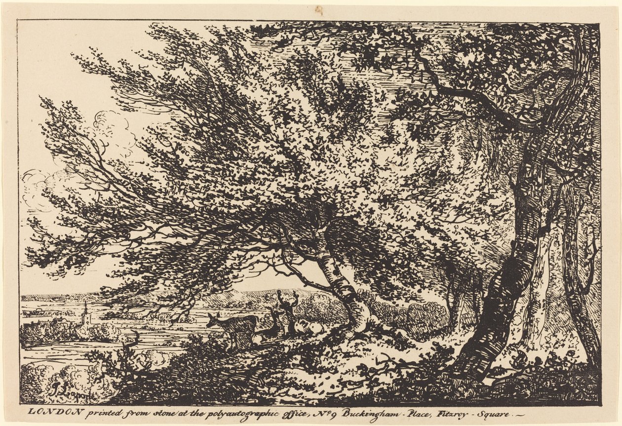 Landscape with Deer under Trees by John Laporte