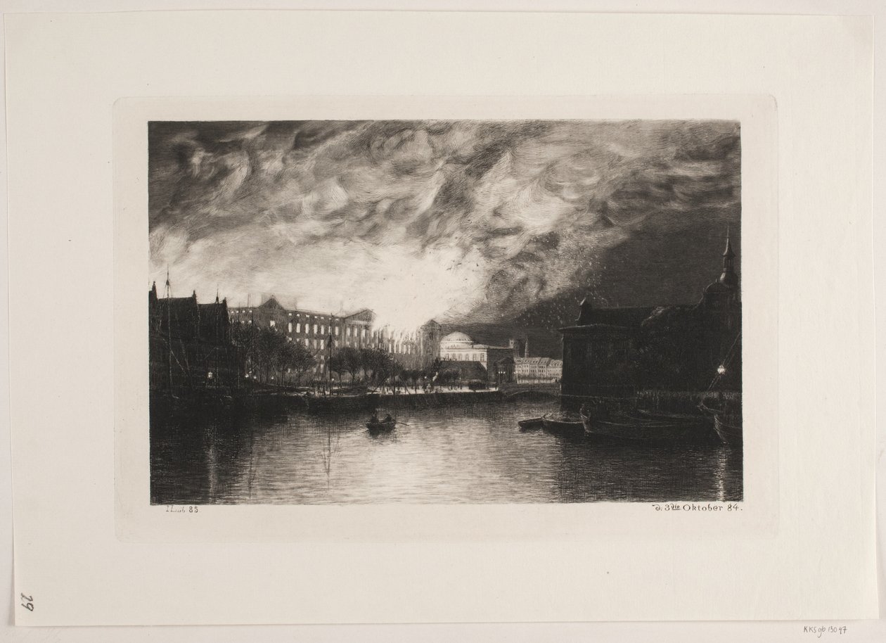 The Fire of Christiansborg by John Lübschitz