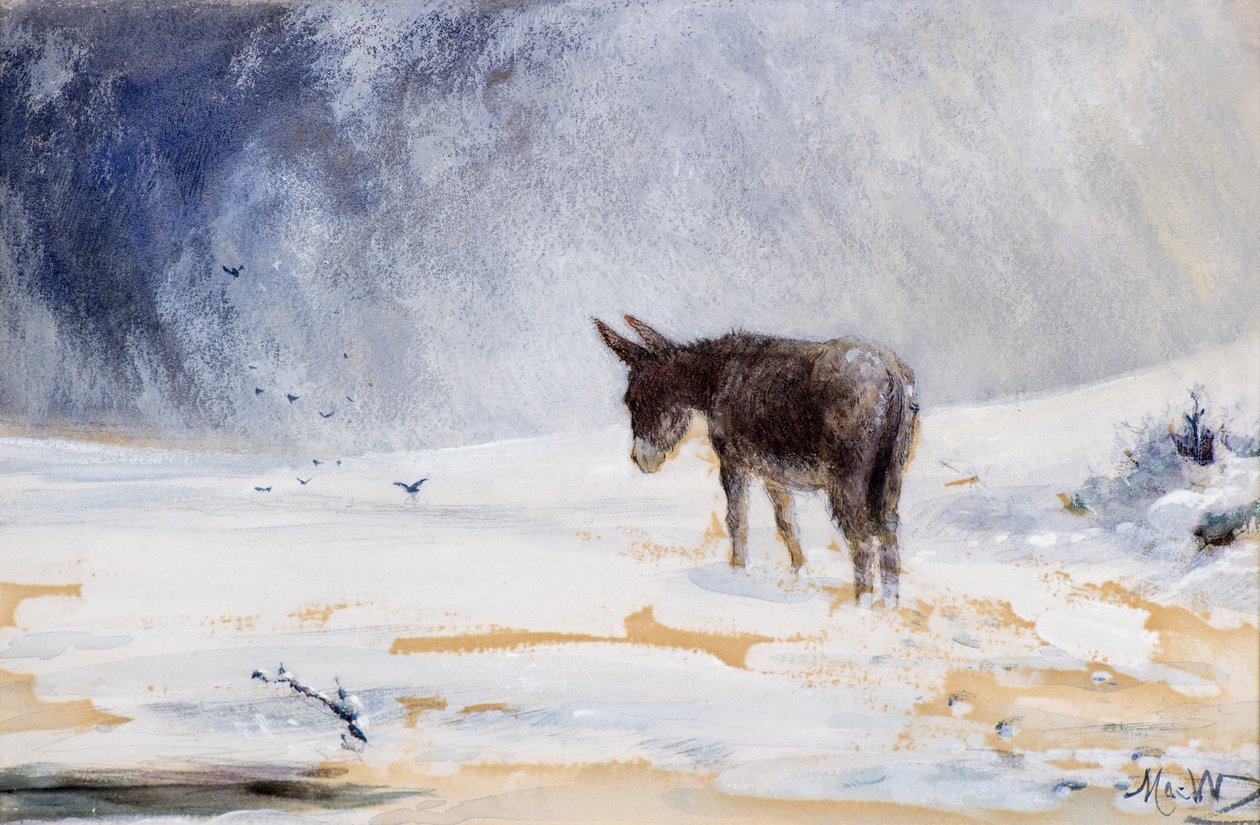 Donkey in Snow by John MacWhirter