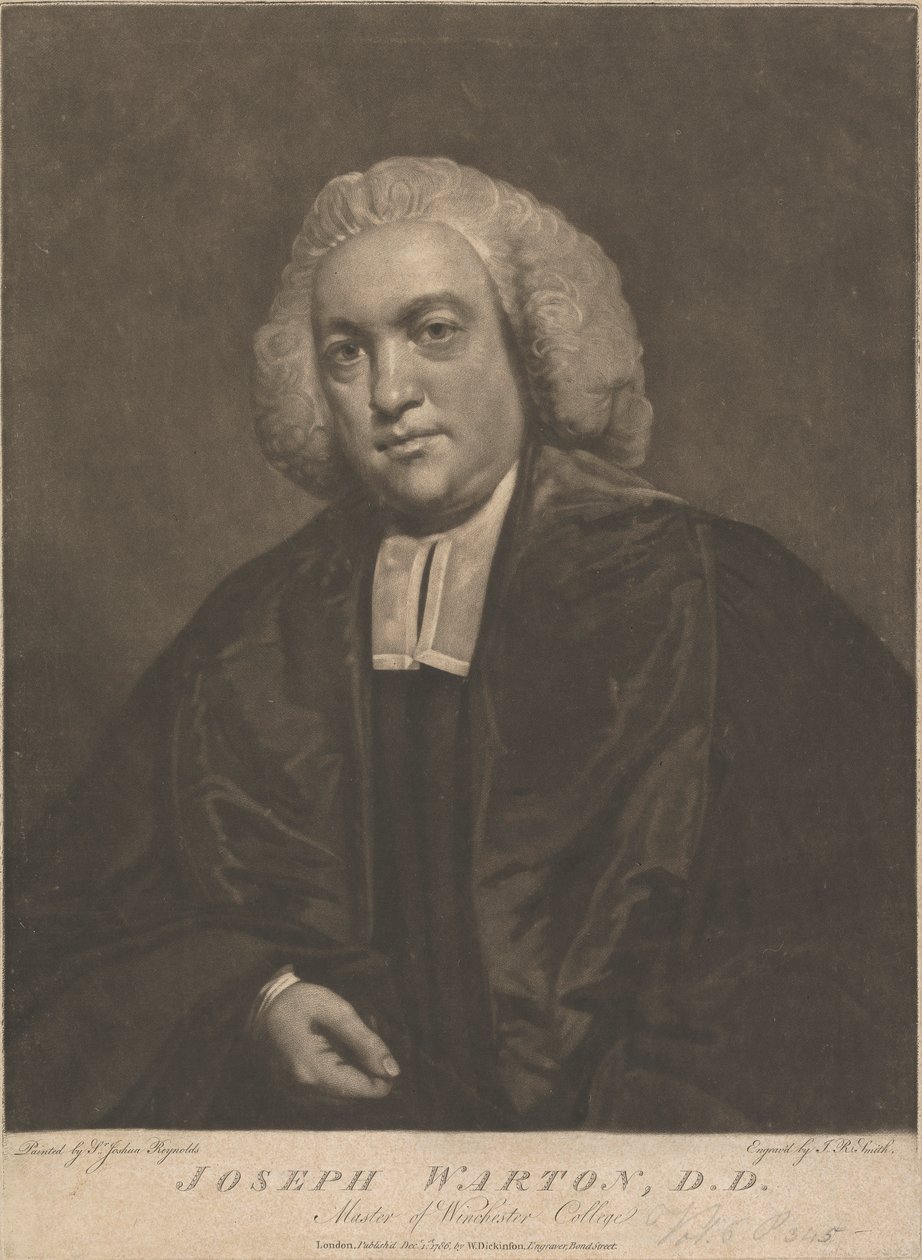 Joseph Warton, Master of Winchester College by John Raphael Smith