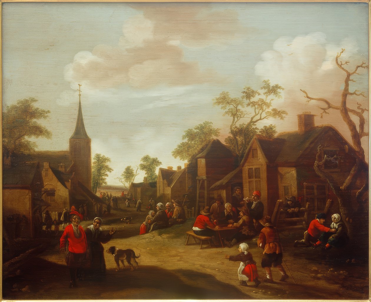 Lively Village Street by Joost Cornelisz. Droochsloot