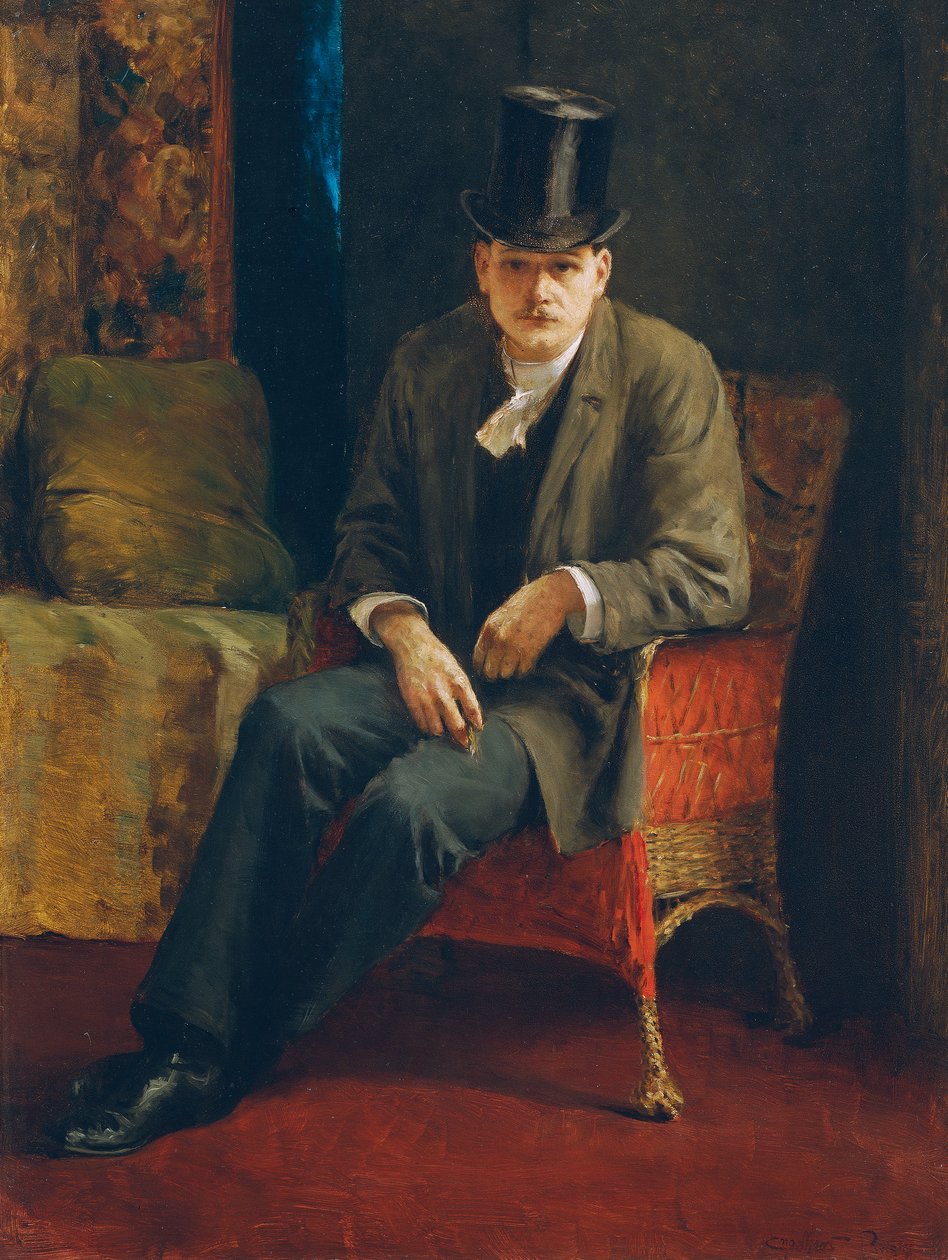 Self-Portrait with Top Hat by Josef Engelhart