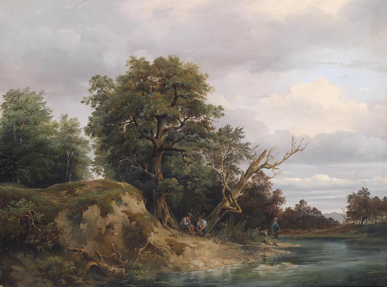 Angler by the River by Josef Feid