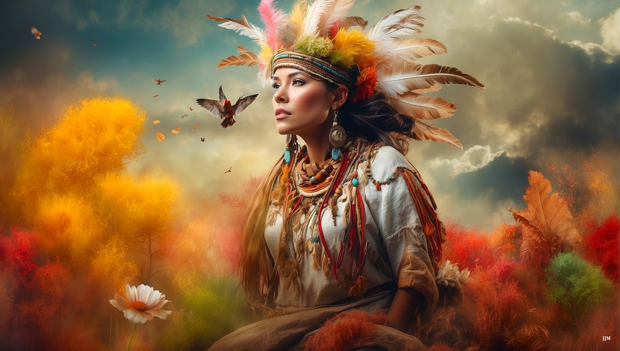 Dreamcore Dreamlike Scene Native American 04 by Josef Johann Michel