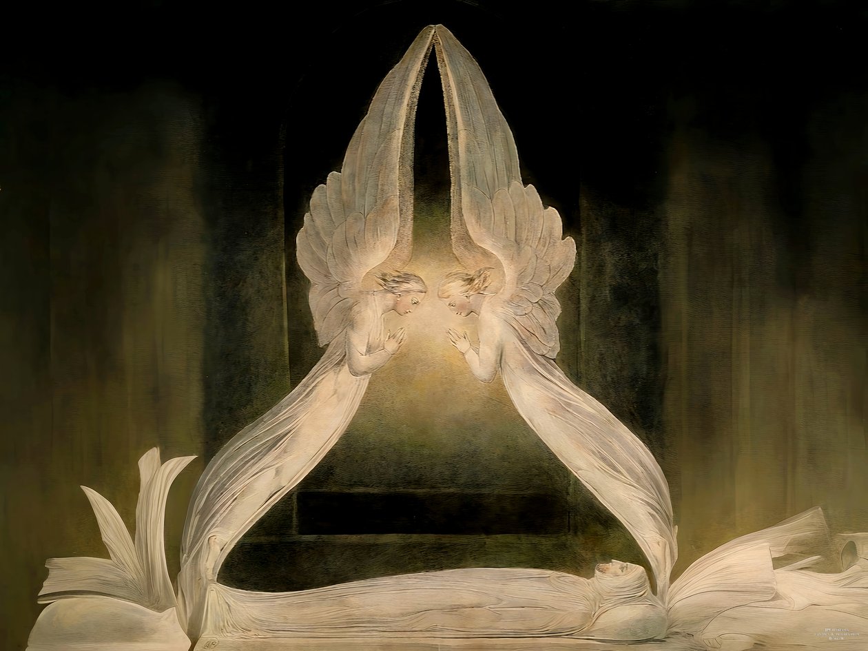Christ in the Tomb Guarded by Angels (recreated by Blake) by Josef Johann Michel