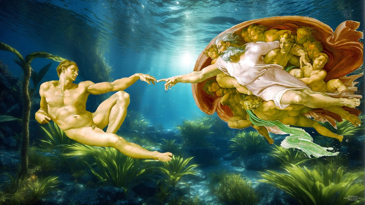 The Creation of Adam (underwater) by Josef Johann Michel