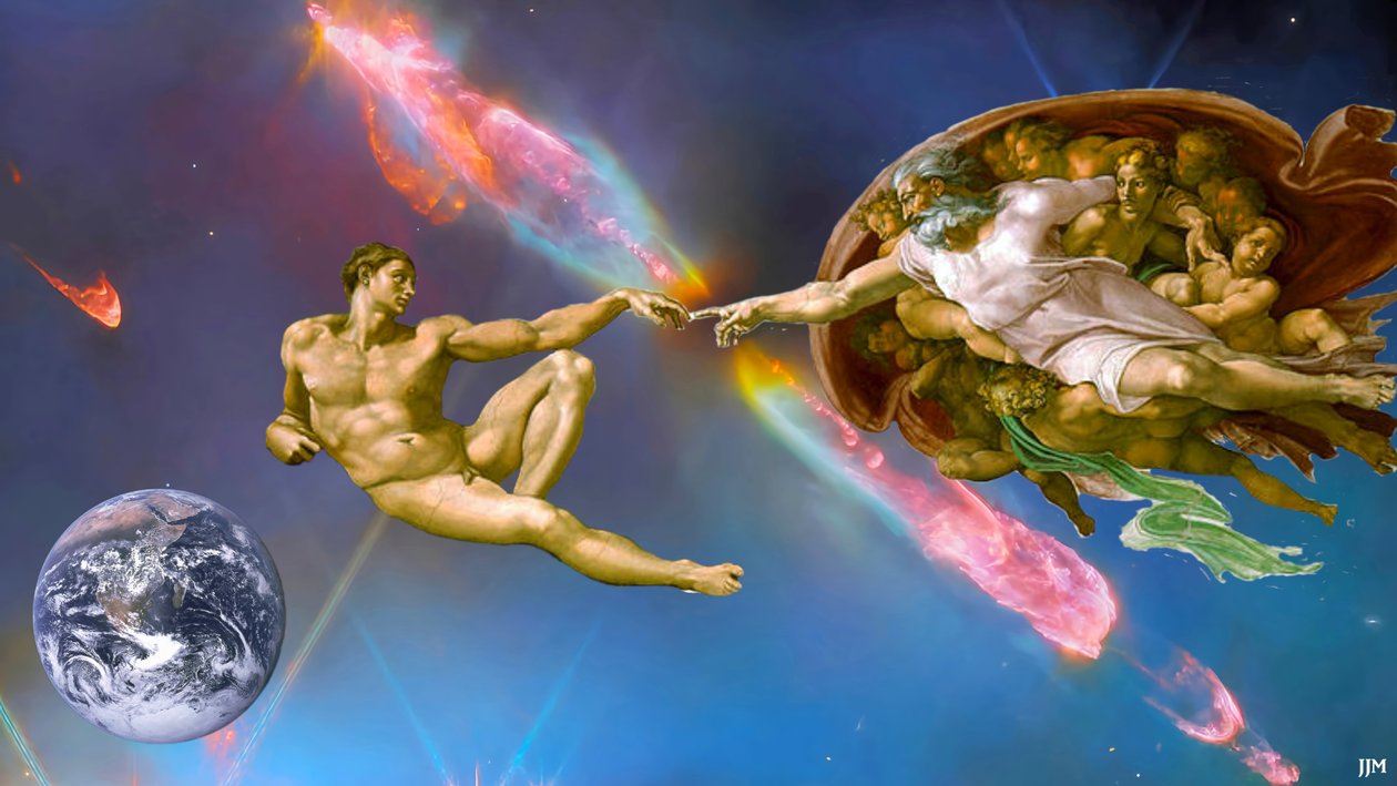 JJM-recreate: Michelangelo The Creation of Adam + JWST by Josef Johann Michel