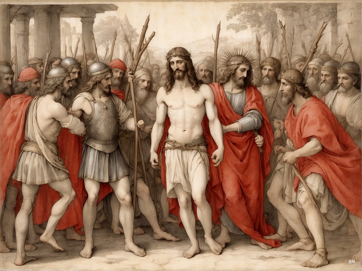 Jesus Mocked and Beaten by Roman Soldiers 02 by Josef Johann Michel