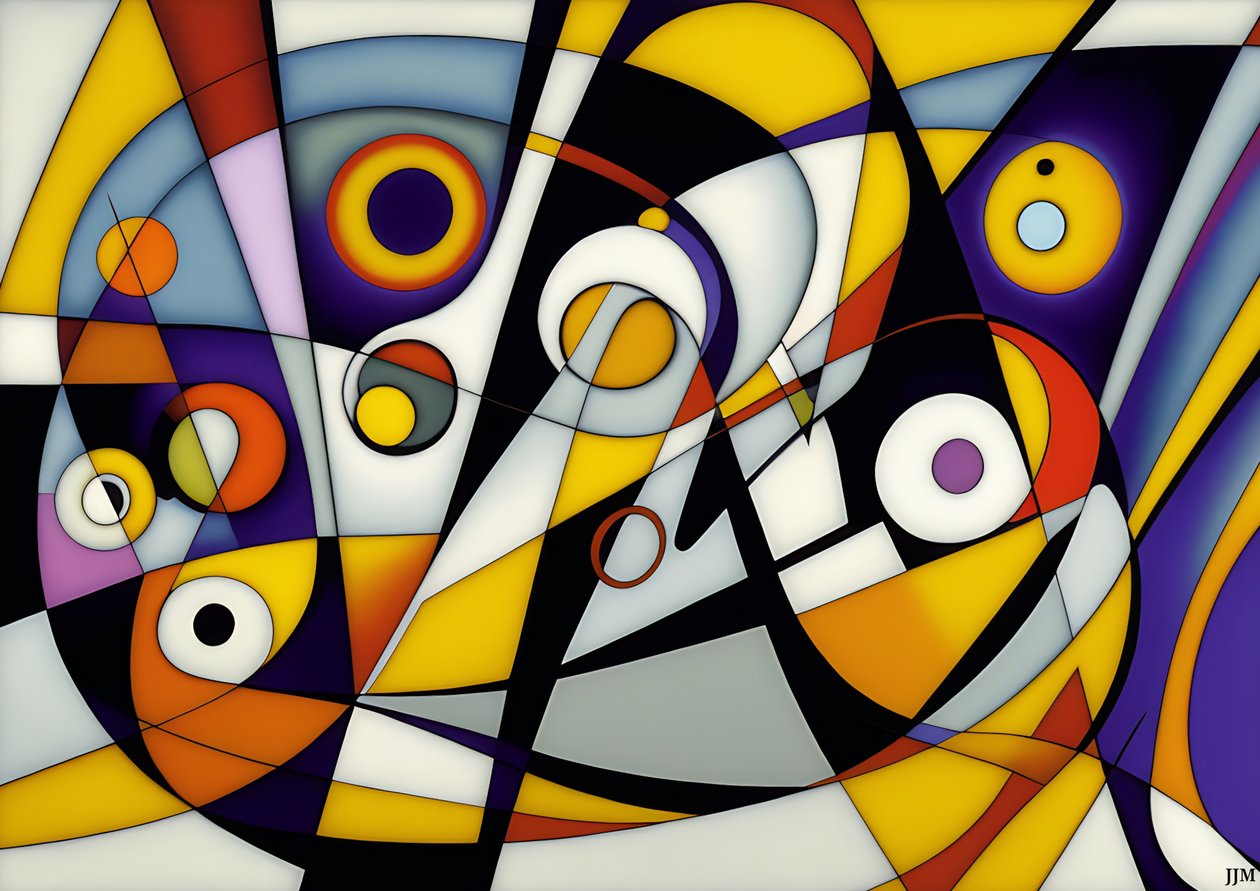 Abstract: On White-Circles+Swings 6 by Josef Johann Michel