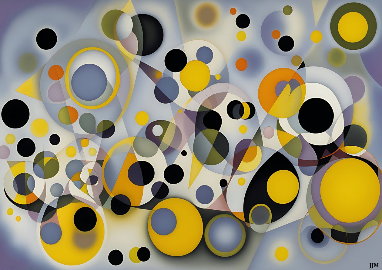 Abstract: Silver-Yellow Circles 1 by Josef Johann Michel