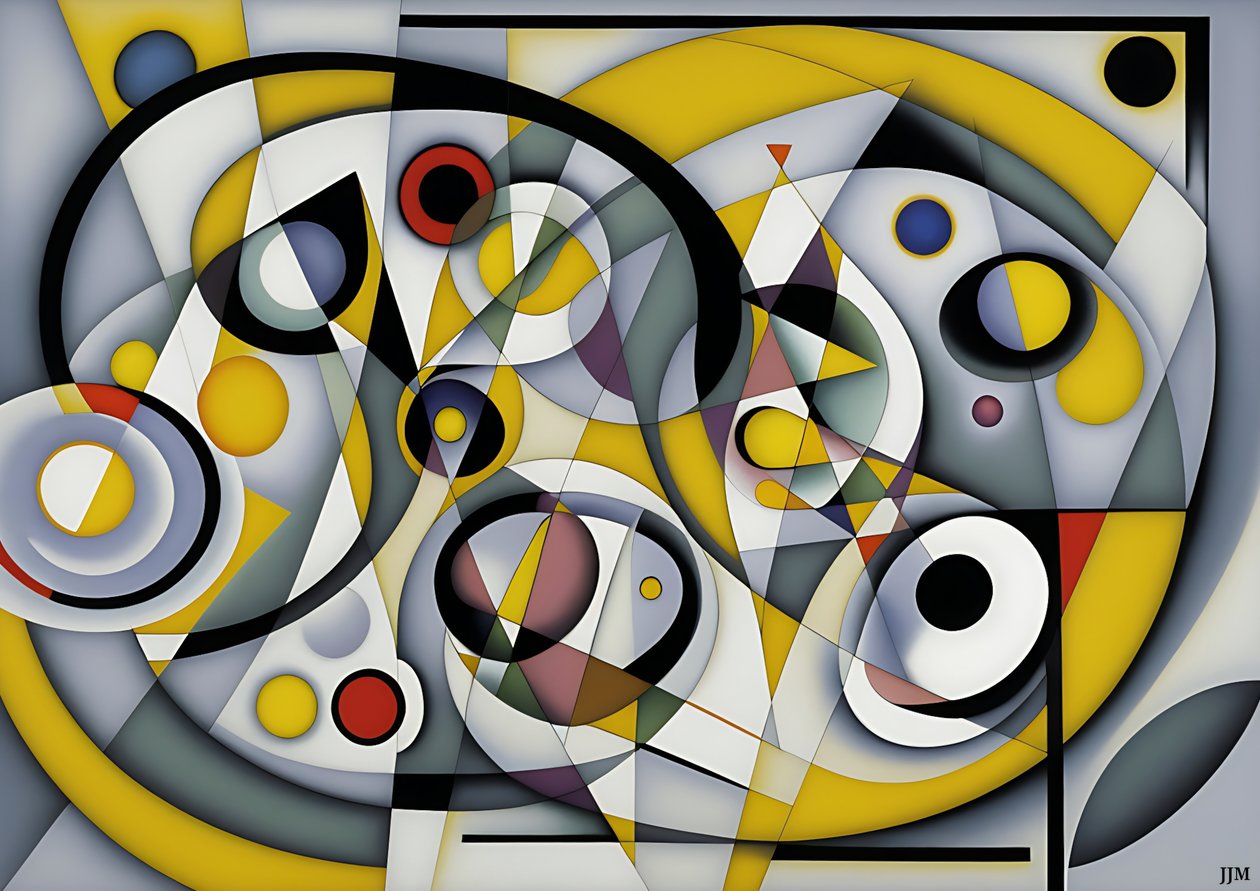 Abstract: Silver-Yellow Circles 3 by Josef Johann Michel