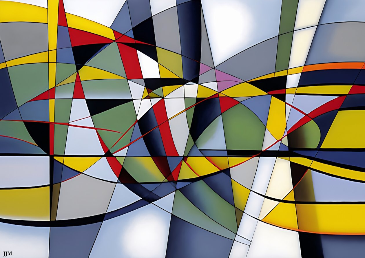 Abstract: Silver-Yellow Curve 2 by Josef Johann Michel