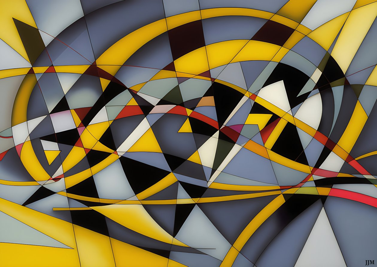 Abstract: Silver-Yellow Curve 4 by Josef Johann Michel