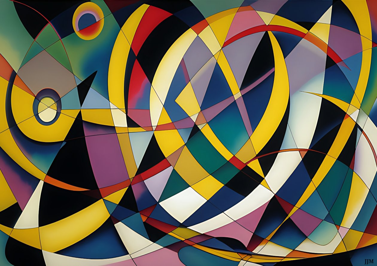 Abstract: Silver-Yellow Curve 7 by Josef Johann Michel