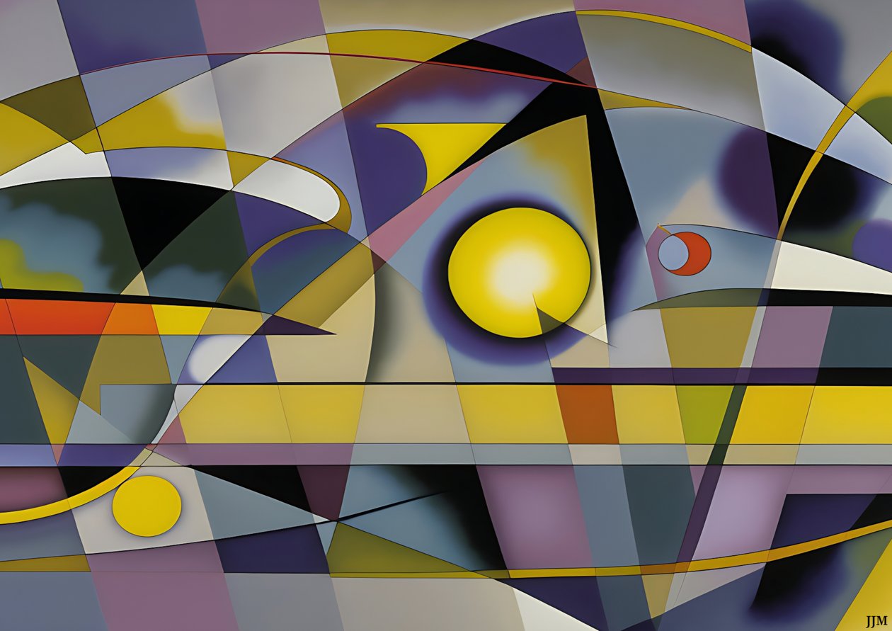 Abstract: Silver-Yellow Curve 9 by Josef Johann Michel
