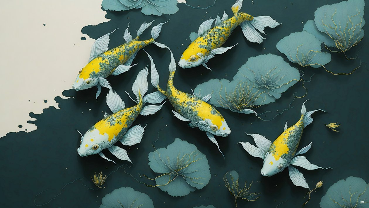 Koi Carp Fish Gold by Josef Johann Michel