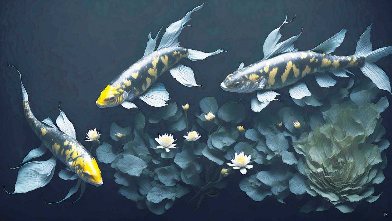 Koi Carp Fish Yellow by Josef Johann Michel