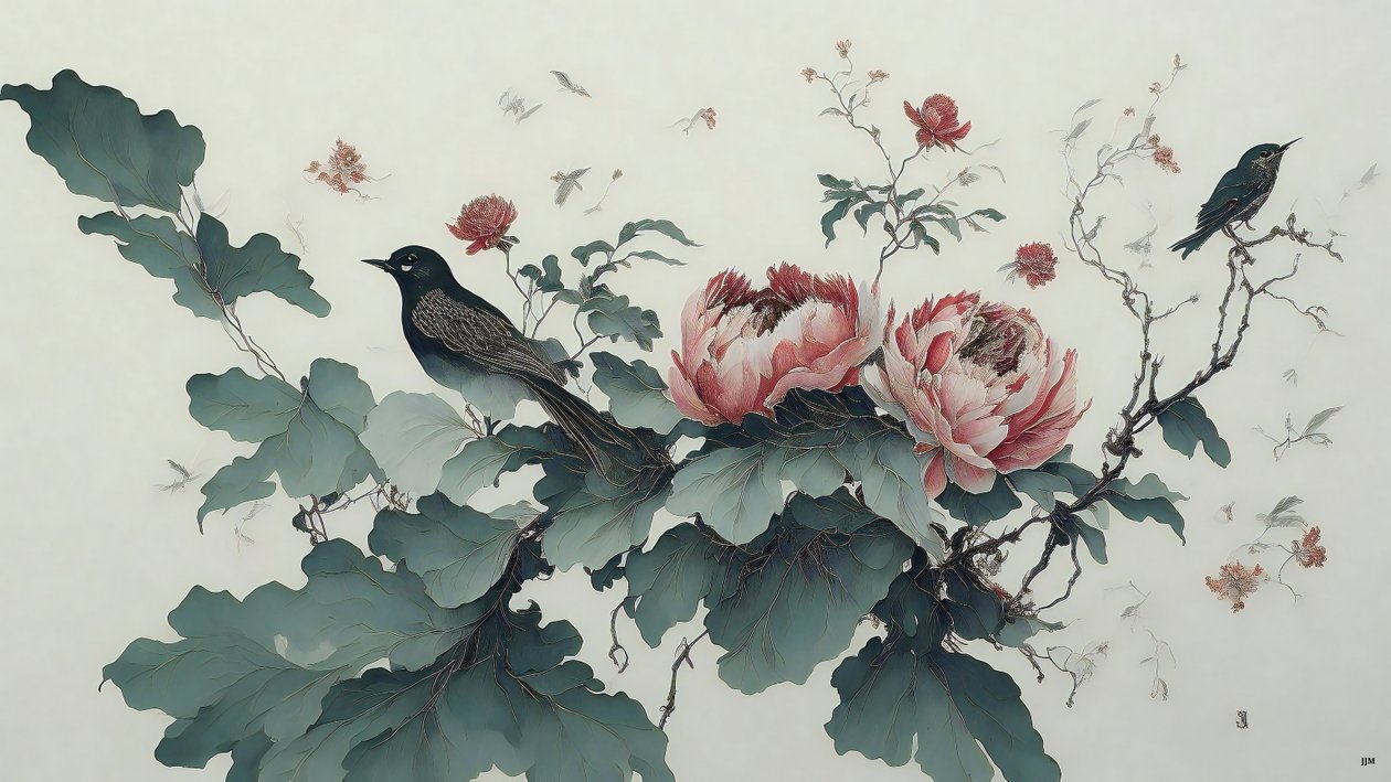 Peony in Green 01 by Josef Johann Michel