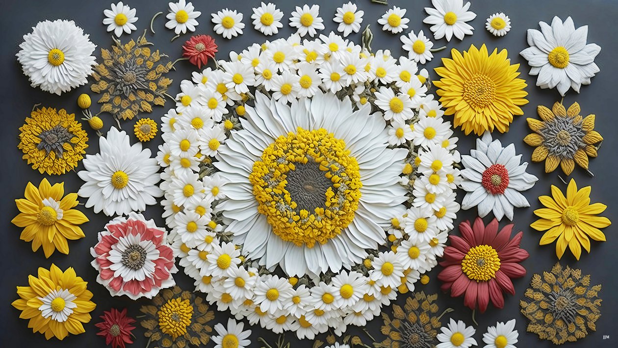 Mandala: Chamomile-Matricaria Elements 01 by Josef Johann Michel