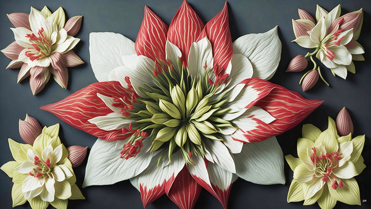 Mandala: Amaryllis Elements 02 by Josef Johann Michel