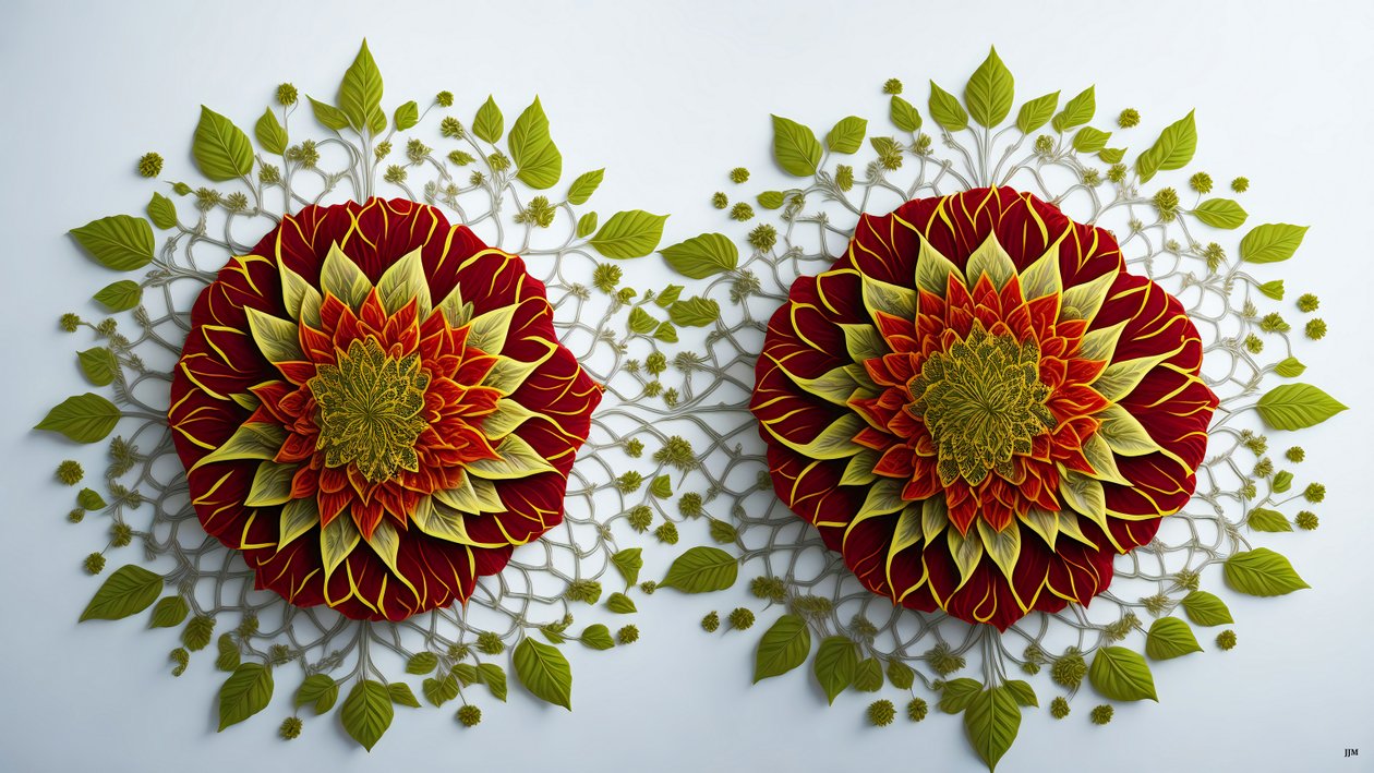 Mandala: Hibiscus-Flower Elements 01 by Josef Johann Michel