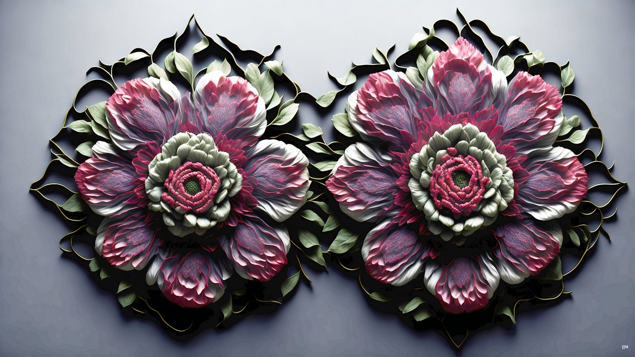 Mandala: Peonies-Flower Elements 02 by Josef Johann Michel