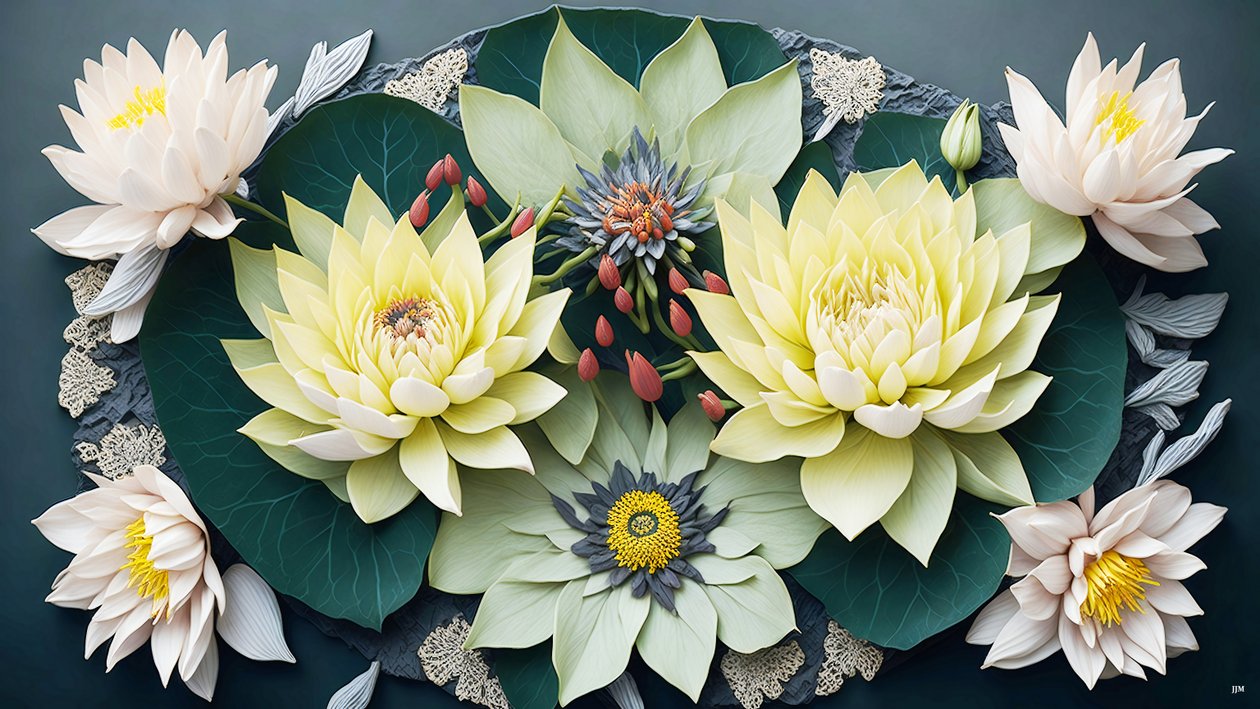 Mandala: Water Lilies Elements 02 by Josef Johann Michel