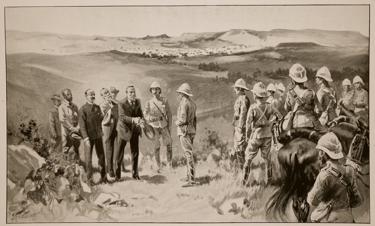 The Formal Surrender of Bloemfontein, from a sketch by W.B. Wollen RI by Joseph Finnemore