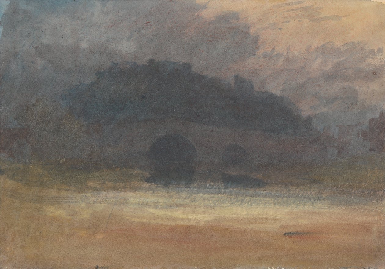 Evening Landscape with Castle and Bridge in Yorkshire by Joseph Mallord William Turner