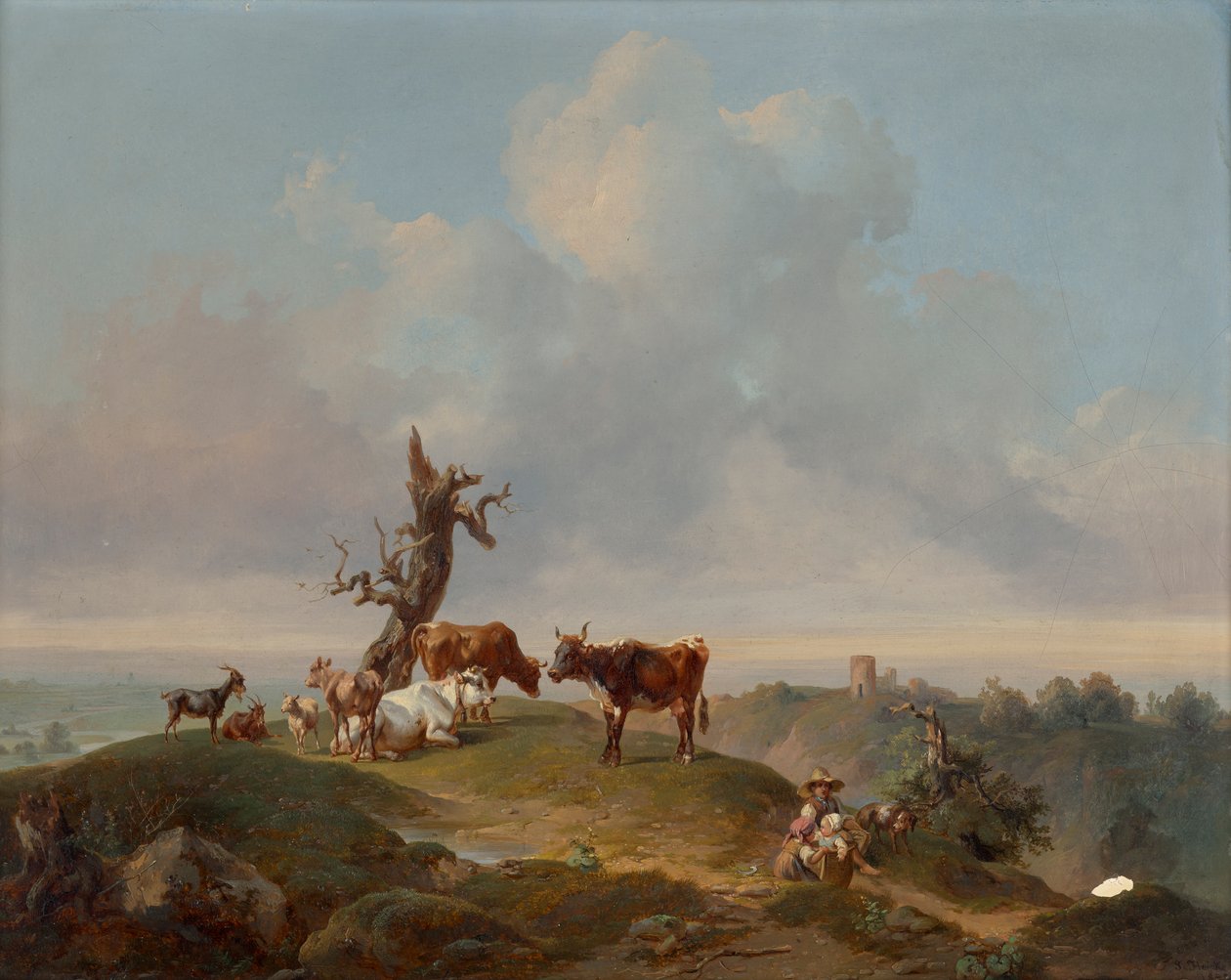 Cows and Goats in the Pasture by Joseph Heicke