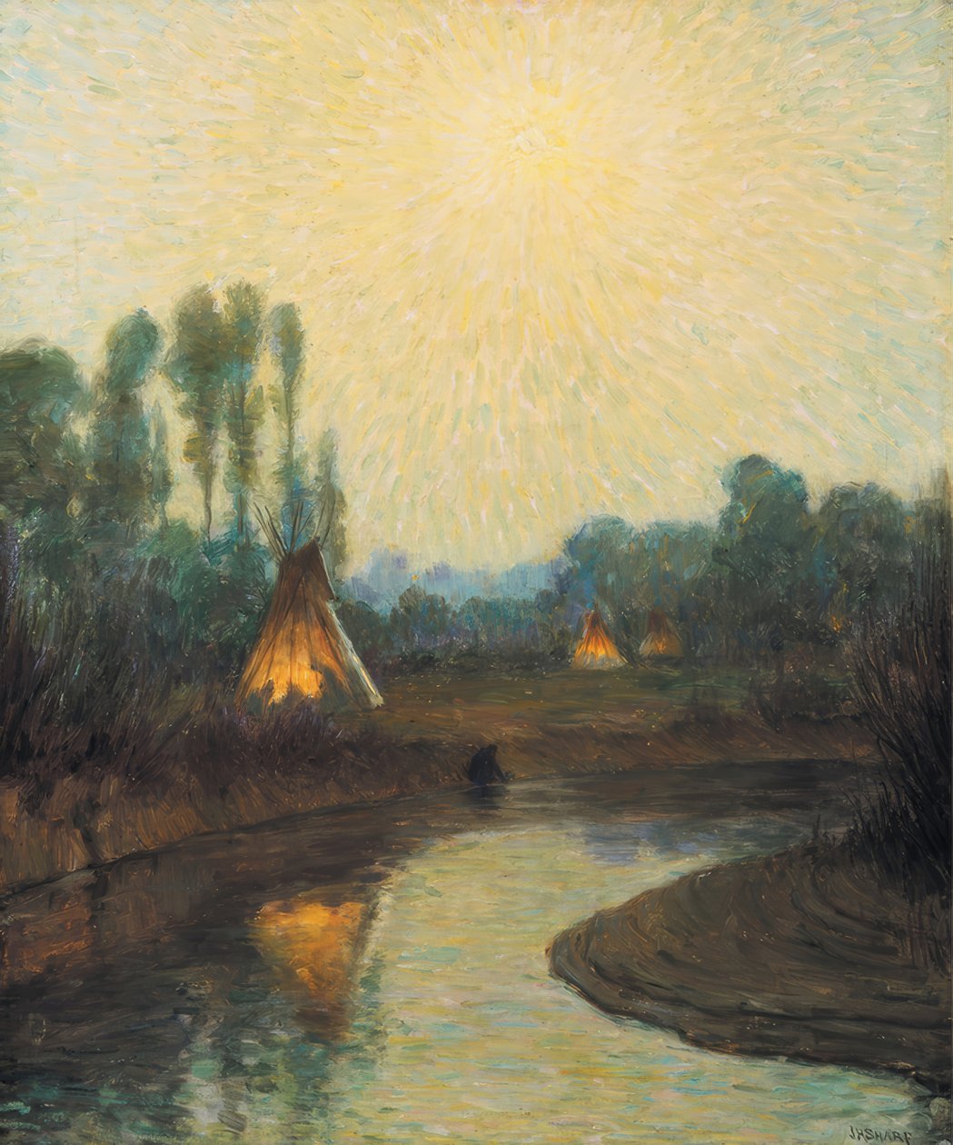 Early Moonlight, Crow Reservation by Joseph Henry Sharp